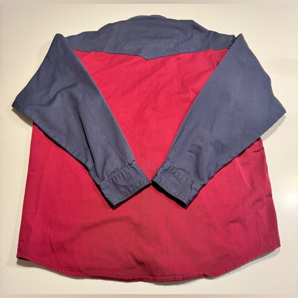 Wrangler Men’s American Flag Brushpopper Shirt Size Large Pearl Snap Cotton - Picture 2 of 9